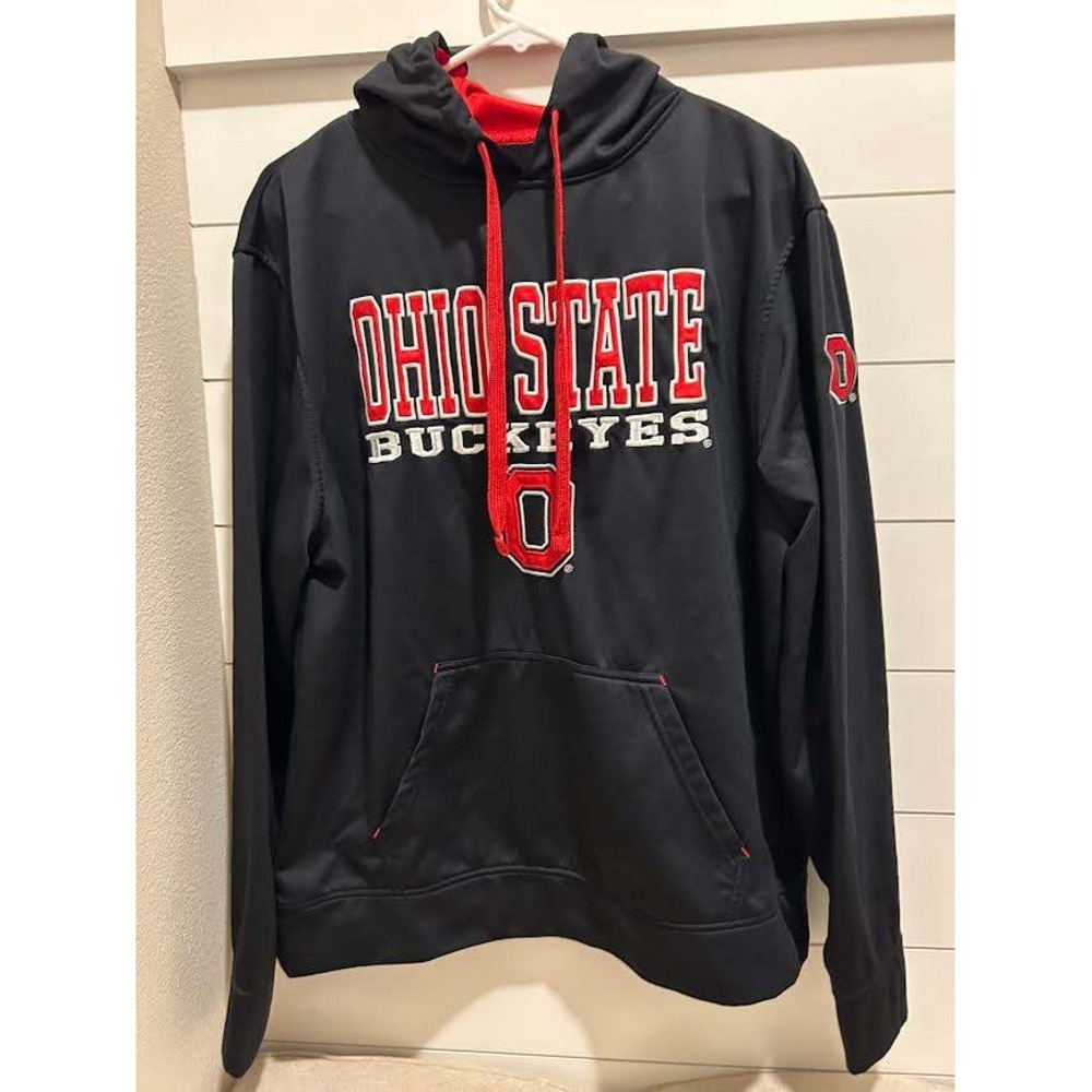 Scarlet & Gray Ohio State Buckeyes Hoodie Black Red Mens Large Block O Snag